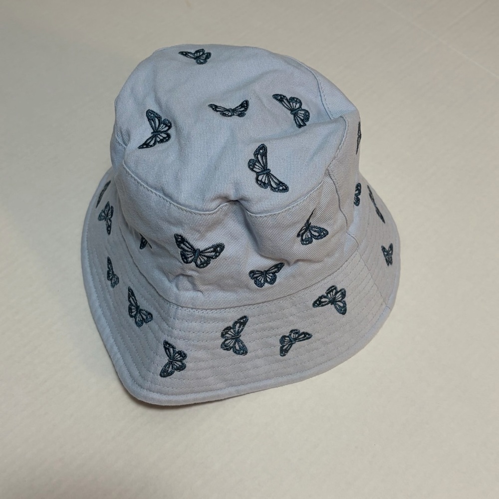 Butterfly Embroidered Bucket Hat - Blue